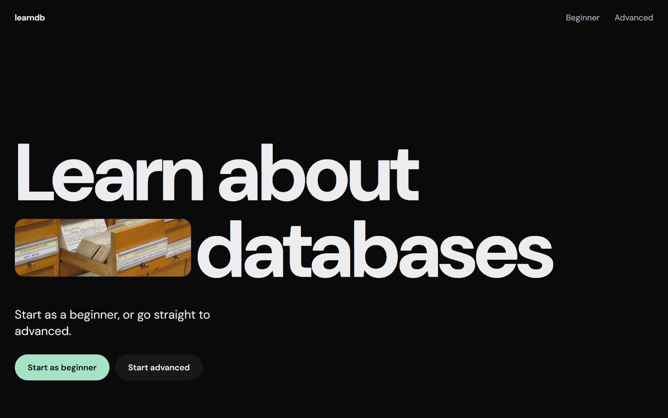 learndb, the first screen of database.adibitz.com